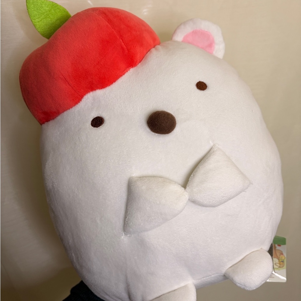 San-x Sumikkogurashi Shirokuma large apple hat plush with tags